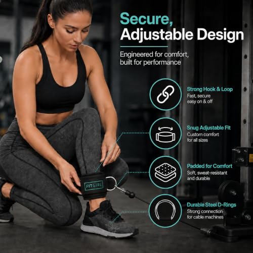 Pink Ankle Strap for Cable Machine - Premium Padding for Glute & Leg Workouts, Light Pink - Single