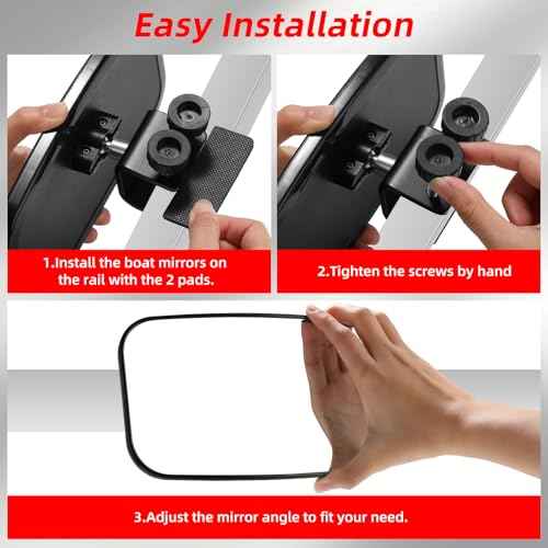 Boat Rear View Mirror, 8" W x 4" H Boat Mirrors, Marine Mirror for Ski Boats Pontoon Boat Water Skiing Sports Wakeboarding Surfing