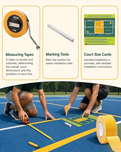 Yellow Pickleball Court Marking Tape Kit 2" x 263ft for Outdoor & Indoor Courts - 5PCS