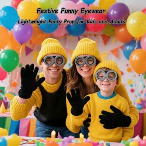 Halloween Costume Accessories for Adults: Steampunk Goggles Glasses Yellow Beanie Hat Black Gloves for Men Women Cosplay