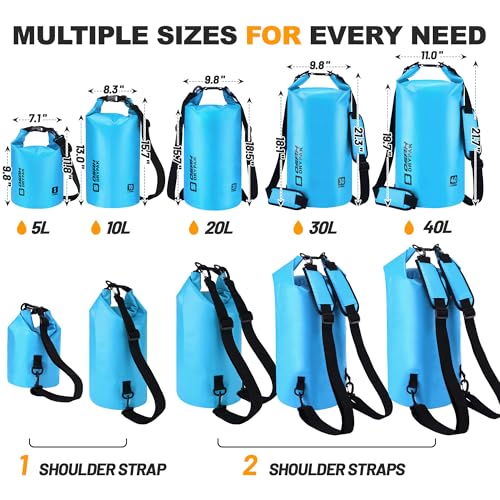 Blue 10L Waterproof Dry Bag with Phone Case - Floating Backpack for Kayaking & Travel