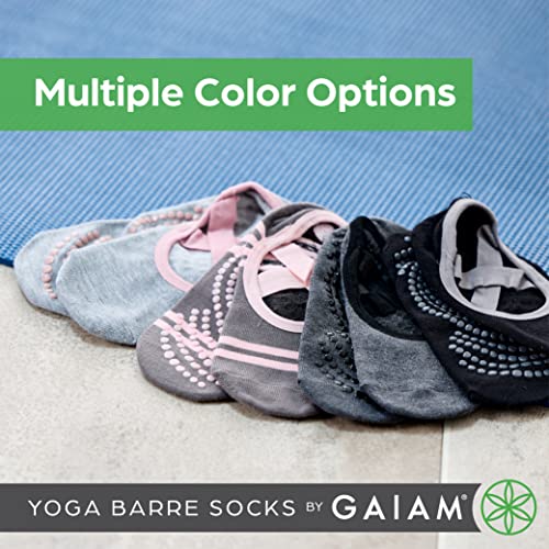 Gaiam Grippy Yoga Socks - Classic Black & Grey 2-Pack for Studio Practice