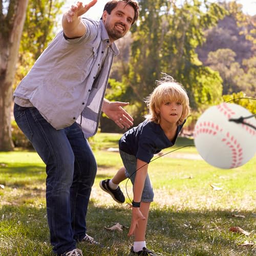 Baseball Wrist Return Balls 4 Pack - 2.36 Inch Rebound Sport Balls with Elastic Strap for Kids & Adults - Baseball Variation