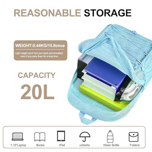 Heavy Duty Mesh Backpack for Adults Large Capacity Blue 20L