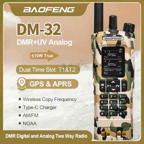 New BAOFENG DM32 DMR Walkie Talkie Digital Simulation GPS APRS UHF VHF DMR Digital & Analog AM FM Radio DM-32(Camo)