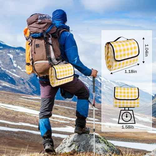 Wapodeai Outdoor Picnic Blankets, 60''x 80'' Waterproof and Foldable - Durable, Spacious, and Portable Camping Blanket for Families, Perfect for Hiking/Beach/Park, and Nature Excursions(Yellow)