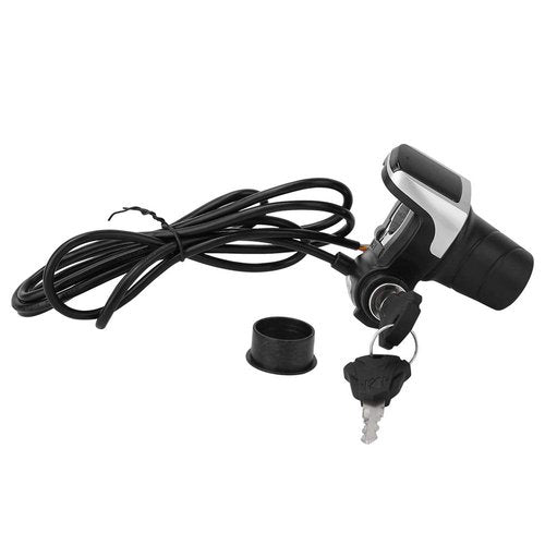 YYMTTOR 36V Twist Grip Throttle with LCD Display (Power Indicator) & Key Lock - Universal Fit, Easy Install for E-Bikes/Scooters/Motorcycles
