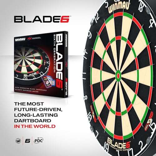 WINMAU Darts Blade 6 Professional Bristle Dartboard with Official Tournament Specifications | Endorsed by The PDC