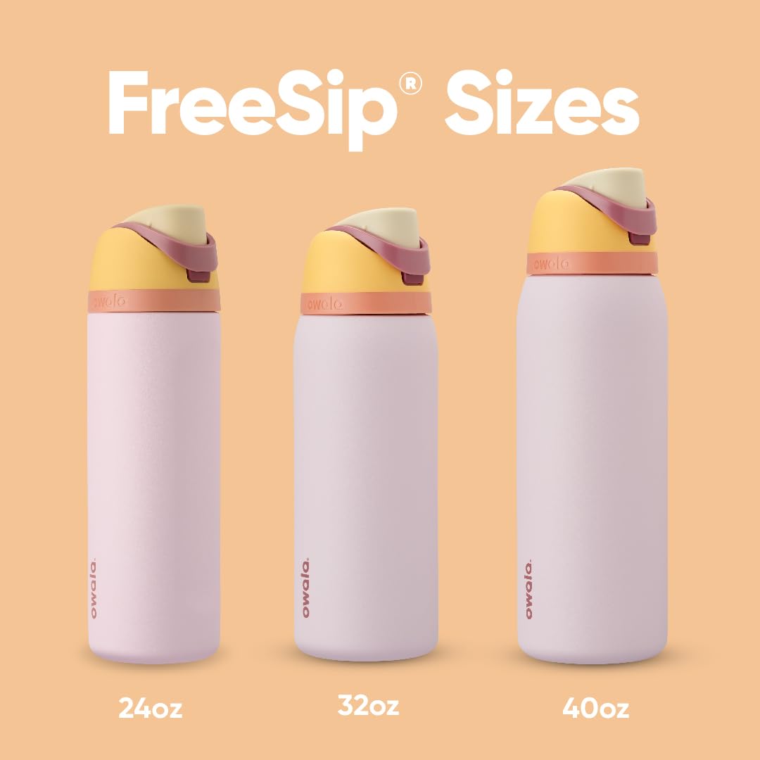 Owala FreeSip Insulated Stainless Steel Water Bottle with Straw for Sports and Travel, BPA-Free, 24 Ounce, Candy Store
