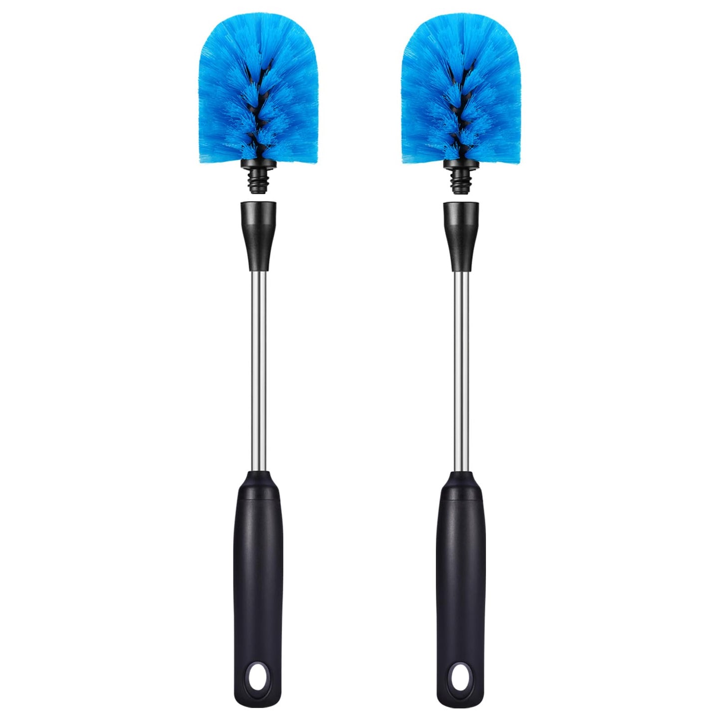 MOSOLAN Stainless Steel Bottle Brush with Replaceable Head, 2 Pack Long Handle Scrubbing Brush for Water Bottles, Glasswares, Mugs, Flasks, Tumblers, Vases, and Kitchen Sink, Blue, 13 in