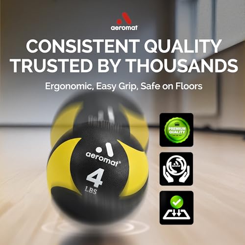 Aeromat 15 lb Airless Medicine Ball - Textured Grip, Latex-Free, 9-Inch