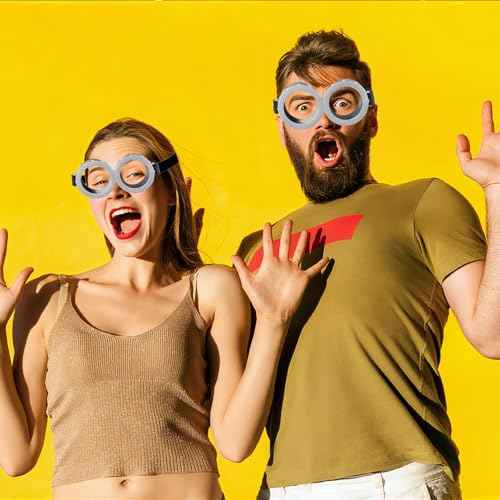 2 Pack Halloween Goggles for Adult Kids, Round Goggles Glasses Costume Accessories for Children Men Women Cosplay Party Set Silver