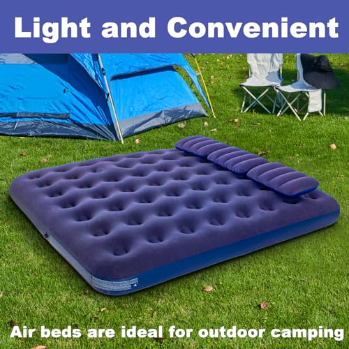DIMAR GARDEN King Size Camping Air Mattress with Pillow & Hand Pump - Inflatable Bed