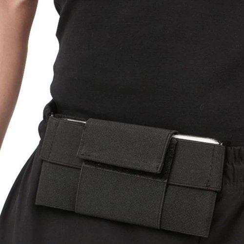 Running Phone Bag – Men's and Women's Outdoor Portable Sports Waist Bag, Fitness Hiking Horizontal Elastic Bag, Multi-Layer Storage, Black Polyester