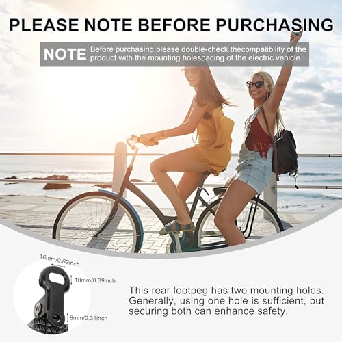 Bike Rear Pedals Set - Aluminium Alloy Folding Pegs for Mountain & E-Bikes - Black & Silver