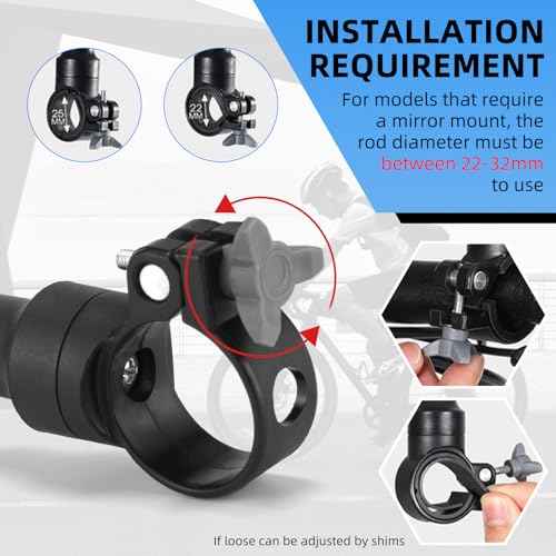 ROCKBROS Bike Mirror Handlebar Mount 360¡ÆRotatable Adjustable Bicycle Rear View Mirror HD Wide Angle Clear Acrylic Convex Safe Bike Mirror for Mountain Road Bike Electric Motorcycle