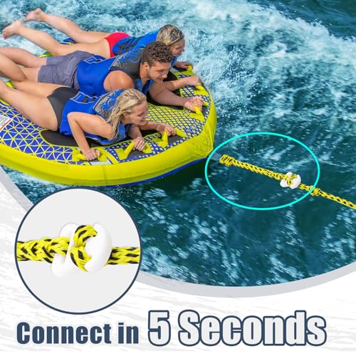 Yellow 2 Pack Boat Tow Rope Connector with Quick Connect - Marine-Grade