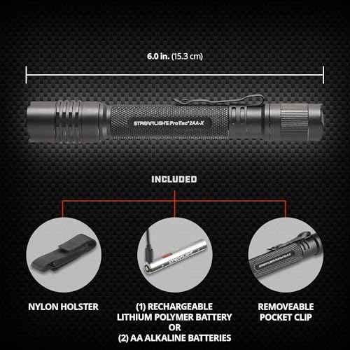 Streamlight 88135 ProTac 2AA-X 550-Lumen Multi-Fuel Personal Carry Tactical Flashlight with USB-C Rechargeable Battery, Black