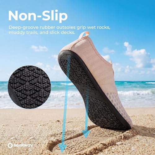 Water Shoes Quick-Dry Aqua Socks for Beach Pool Surf Yoga Men Women Black 7-8 Women / 5.5-6.5 Men / 2G Nude Pink