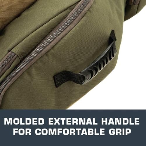 Allen Company Titan Copperhead Crossbow Case - Tricot Design - Fits 15-Inch Scoped Narrow Limb Crossbows - Pockets for Bolts, Quivers, and Other Archery Accessories - Olive/Tan - 38" x 16"