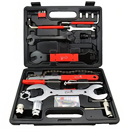 Red Bicycle Repair Tool Kit 42-Piece Mountain & Road Bike Maintenance Set