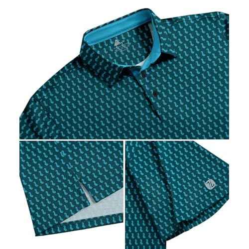 ZITY Mens Golf Shirts Short Sleeve Print Patterns Performance Moisture Wicking Polo Shirt