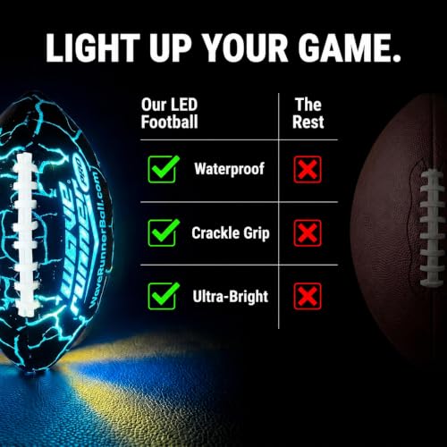Wave Runner LED Pro Light Up Football - Random Color for Night Outdoor Play