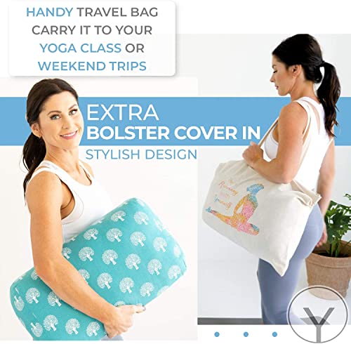 Travel Yoga Bolster Cushion Set with Washable Cover & Carry Bag - 18x11x6.5 in