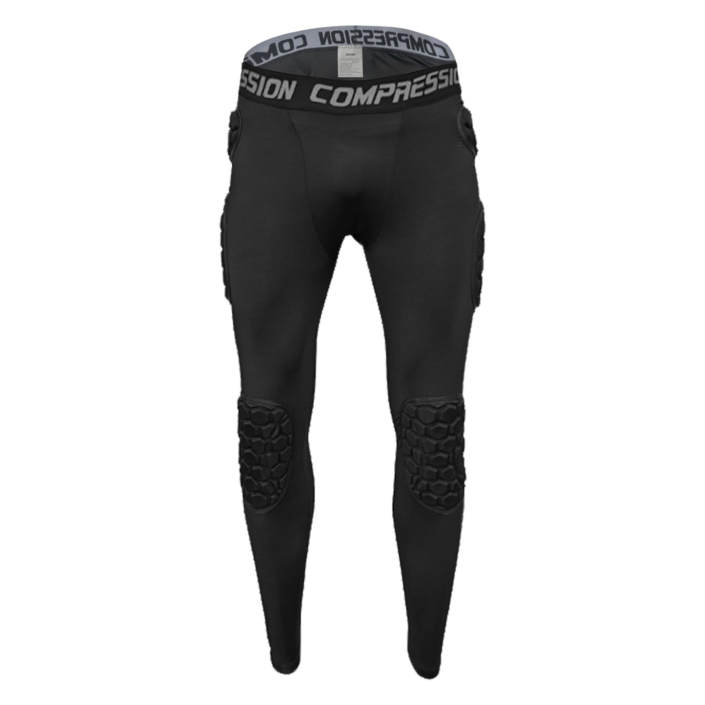 Jellybro Mens Padded Compression Pants Football Girdles Athletic Leggings for Soccer Basketball Paintball Hockey Black
