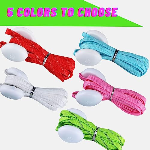 Flammi White LED Nylon Shoelaces Light Up Glow in the Dark for Party & Skating