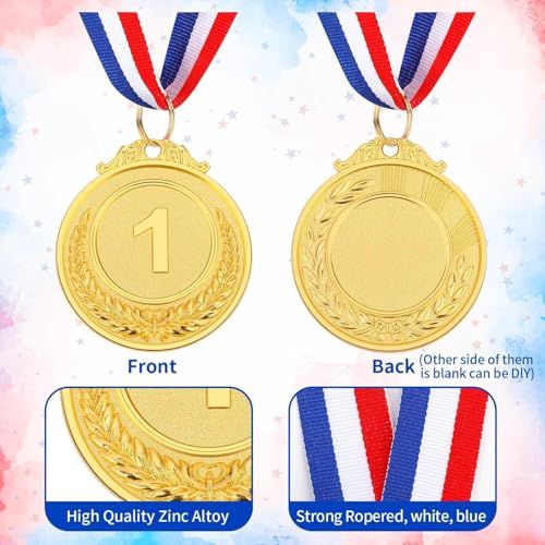 16 Gold Medals for Awards Winner Medal with Ribbon - Party & Sports Decorations