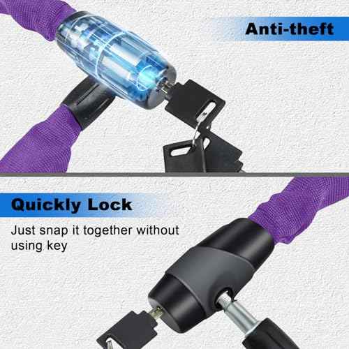 Bike Lock, Heavy Duty Anti-Theft 2.72 Ft Security Chain with 3 Keys, Waterproof for Bicycle,Scooter, Motorcycle, Door, Gate, Fence