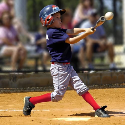 Kids Youth Baseball Socks Cushioned Sports Socks for Boys Girls Large Red