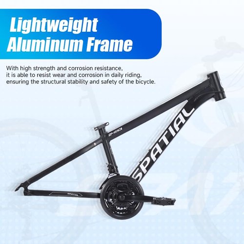 SPATIAL 24 Inch Mountain Bike,Kids Bike 21 Speeds with Disc Brakes,Kids Bicycles for Boys and Girls Age 7-12,Aluminum Frame Bike (Black)