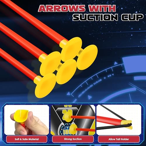 Kids Bow and Arrow Set LED Light Up Archery Set with 10 Suction Cup Arrows, 2 Archery Targets Indoor Outdoor Games for Kids Ages 4-8 8-12 Birthday Gifts Toys for 5 6 7 8 9 10 11 12 Year Old Boys Girls