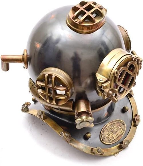 Handmade Nautical Diving Helmet Divers Royal Navy Diving Helmet Black Finish Perfect Nautical Gift for Him ~ Gift Item (Diving Helmet, 12 Inches)