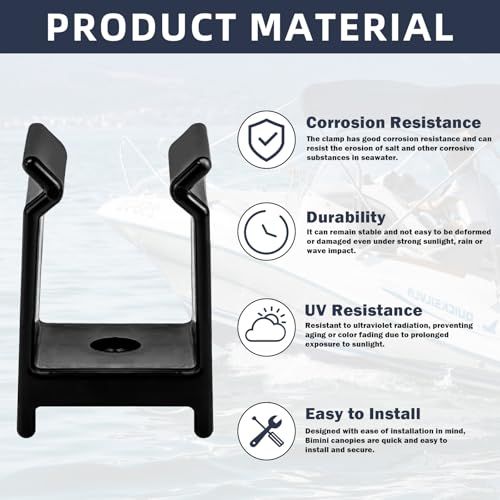 Pontoon Bimini Top Clips for 1-1/4 Inch Square Tube Hardware – Durable Marine Accessories