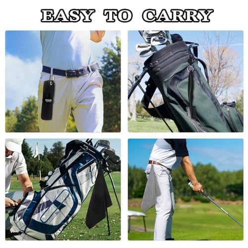 Golf Towel Set with Brush - Black & Gray 16x16 Inch Absorbent Microfiber