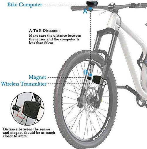 Bike Speedometer Waterproof Wireless Bicycle Bike Computer and Cycling Odometer with Automatic Wake-up Multi-Function LCD Backlight Display