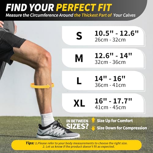Calf Compression Sleeves 20-30mmHg Gray X-Large Leg Support for Runners & Travelers