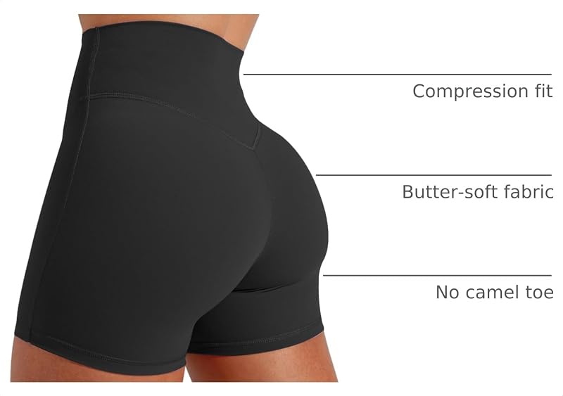 Unthewe Women's 4.5'' High-Waisted Biker Shorts - Squat Proof, Tummy Control (Black, Medium)