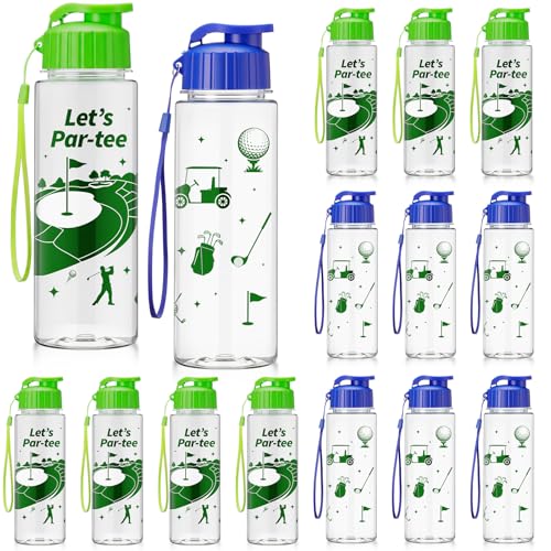 Blue Green Golf Water Bottles 20 Pcs Bulk Sports Drink Cups with Leak-Proof Lids