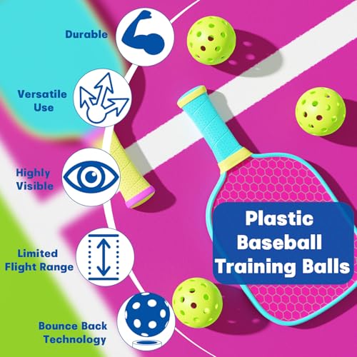 Practice Baseballs Set 30 Green Plastic Soft Training Balls for Indoor and Outdoor Sports - Hollow Design