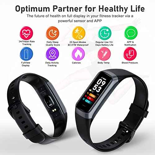 Fitness Tracker with Step Counter/Calories/Stopwatch, Activity Tracker, Health Tracker with Heart Rate Monitor, Sleep Tracker,1.10''AMOLED Touch Color Screen, Pedometer Watch for Women Men