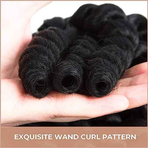 Toyotress Wand Curl Crochet Hair - 12 Inch 6 Packs Natural Black Jamaican Bounce Crochet Hair, Short Bob Curly Crochet Braids Bouncy Curls Synthetic Braiding Hair Extensions (12 Inch, 1B-6P)