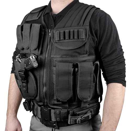 Barska Loaded Gear VX-200 Left Hand Tactical Vest with Holster, Belt, Pouches, and Pockets - for Airsoft, Paintball, and Hunting