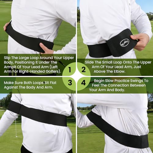 Golf Swing Trainer & Adjustable Arm Connection Corrector - Black