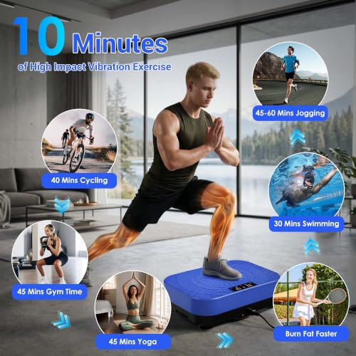 Homesy Blue Vibration Plate Exercise Machine for Full-Body Workout & Lymphatic Drainage