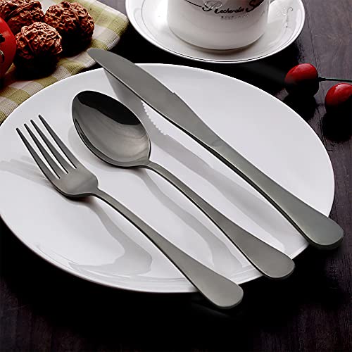 LIANYU Black Silverware Set for 2 - 10-Piece Stainless Steel Flatware