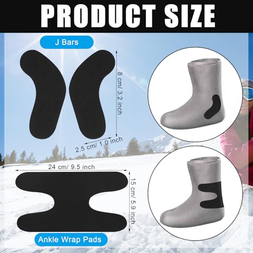 32 Pcs Ski & Snowboard Boots Fitting Pads, 24 Pcs Self Adhesive J Bars, 8 Pcs Ankle Wrap Pads Boot Inserts Foam Padding to Reduce Heel Lift Ankle Blisters